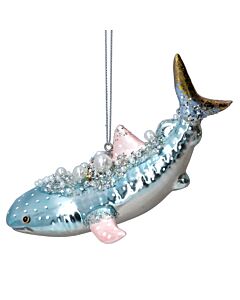 Gisela Graham Glass (4cm) Blue/Pink Whale w Pearls
